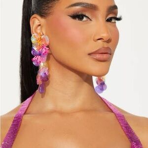 Purple Multi-Tone Floral Drop Earrings for Women
